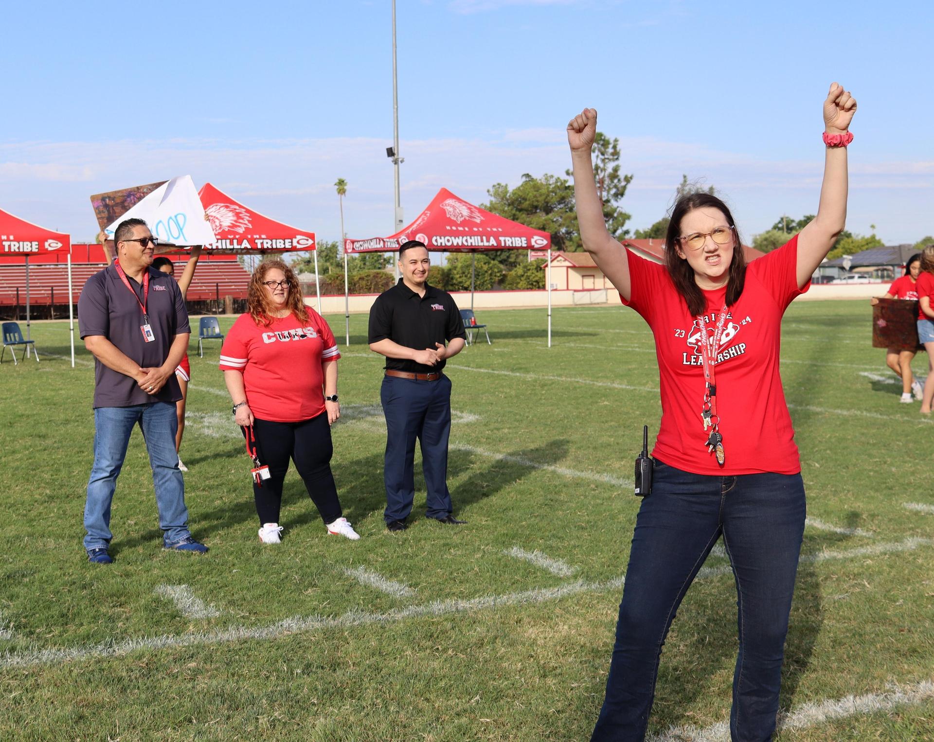 Students and staff enjoying the back to school rally