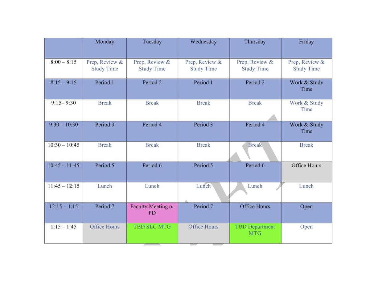 Continuity of Learning Schedule James A. Foshay Learning Center