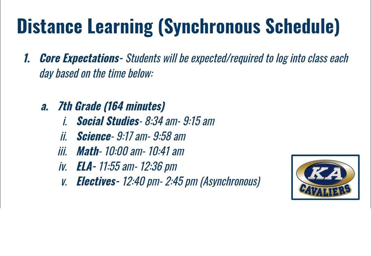 7th Grade Live Schedule