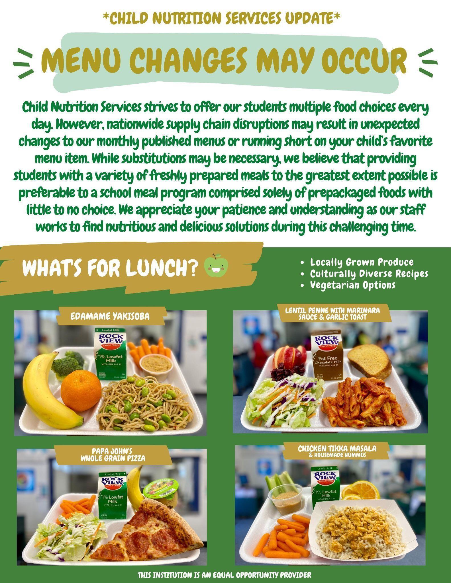 Menus Pricing Child Nutrition Services Cypress School District
