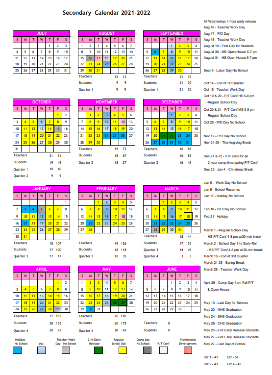 Columbia Fall 2023 Calendar Columbia High School