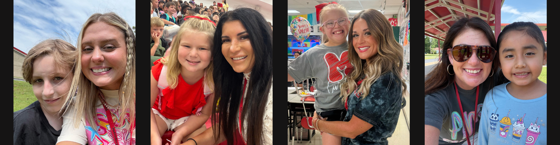 Teachers posing with students for fun pictures.
