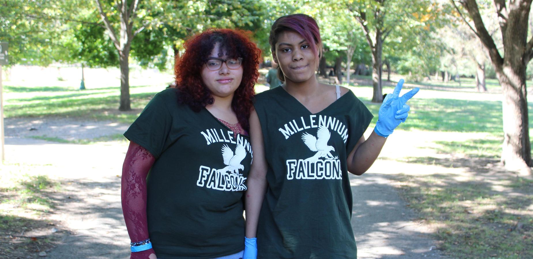 Students posing in the park