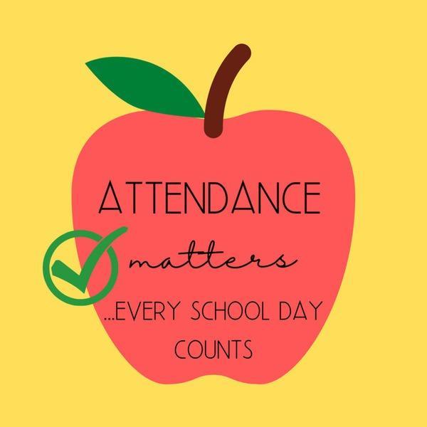 Red apple with text: Attendance matters... every school day counts.