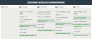 Breakfast Menu / Menu de Desayuno