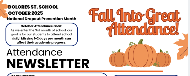 Fall into great attendance flyer with pumpkin drawing