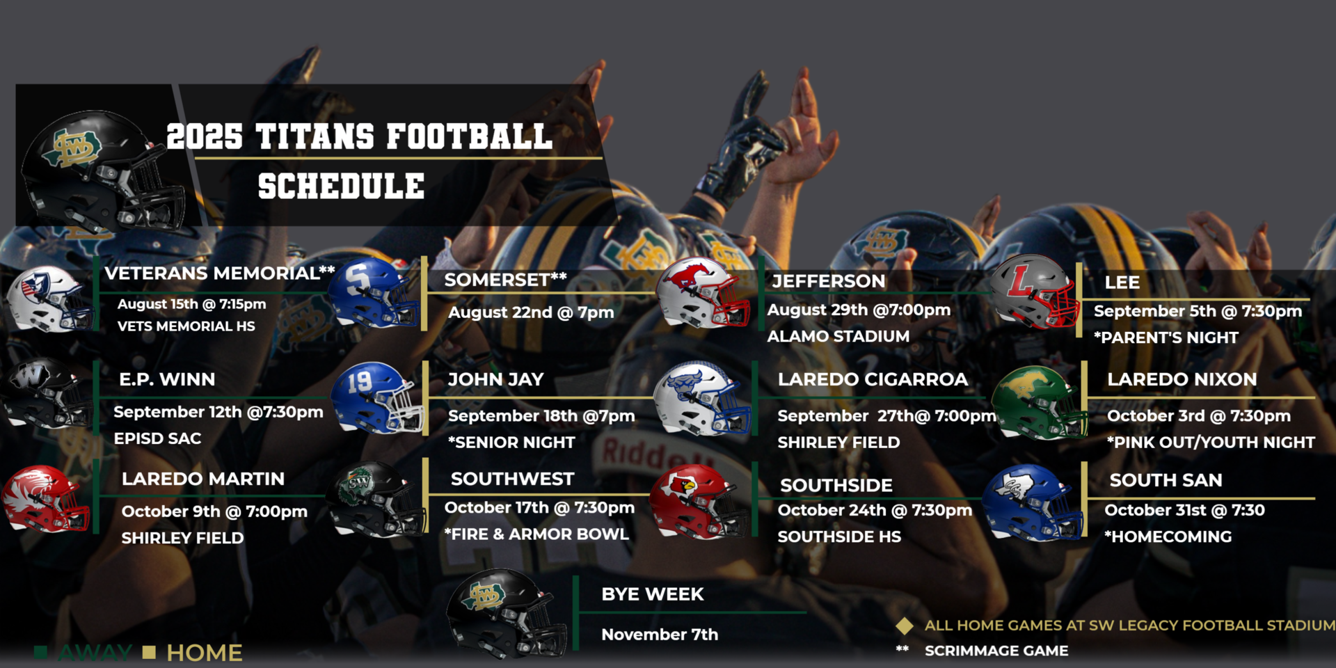 2025 Varsity Schedule