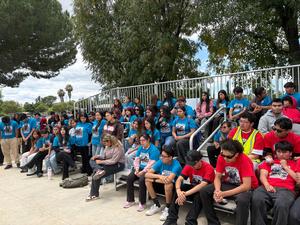 Students on bleacher is BC Day tshirts