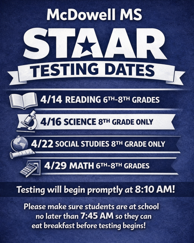 McDowell STAAR Testing Dates