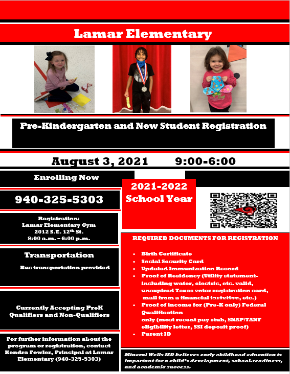 English flyer with information for registration August 3rd