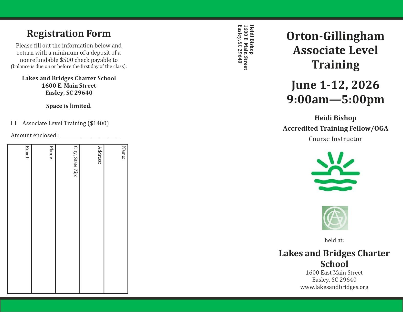 Orton-Gillingham Associate Level Training - June 1-12, 2026 - page 1