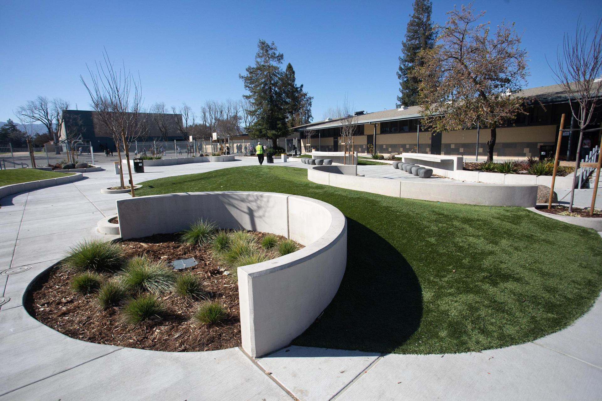 Moreland Middle School quad with grass