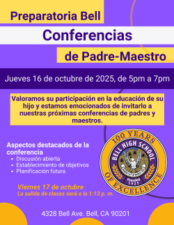 Parent Conferences, Thursday, October 16th 5-7PM