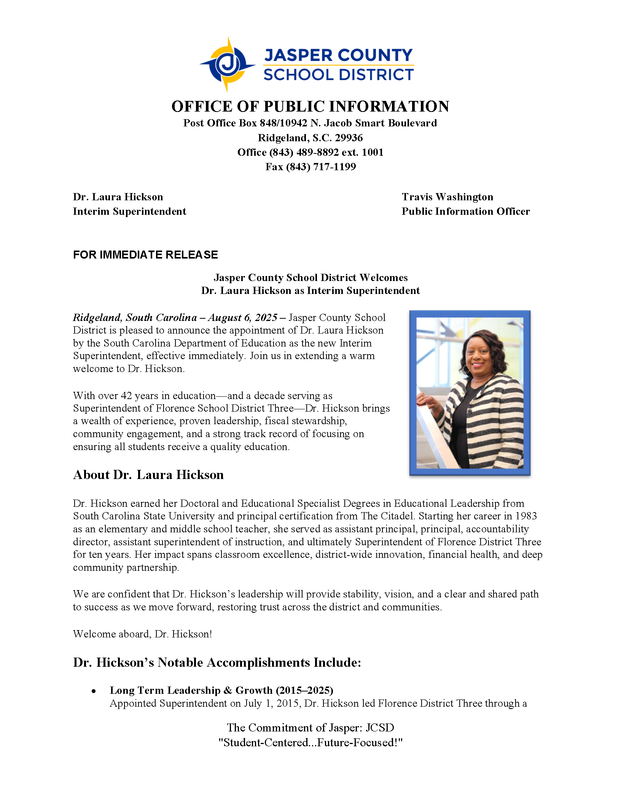 JCSD Welcomes New Interim Superintendent Featured Photo