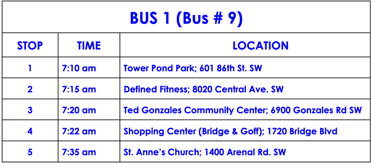 Bus 1 Routes