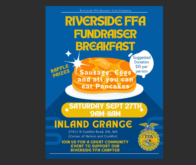 Riverside FFA Fundraising Breakfast ~ Sept  27th  9AM-11AM