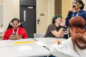 Students laugh during an activity