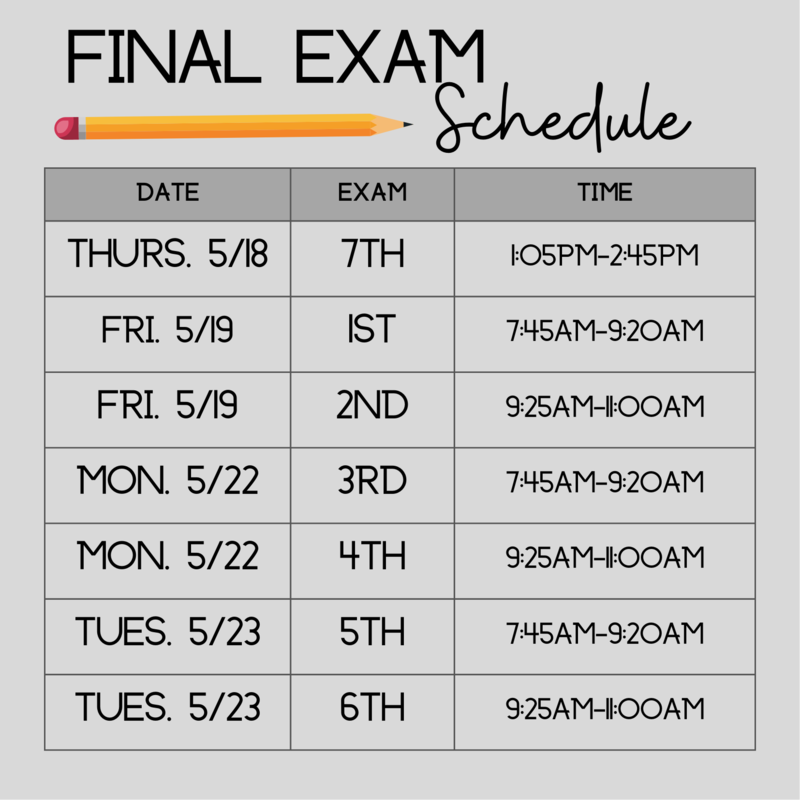 High School Final Exam Schedule Eagleville School
