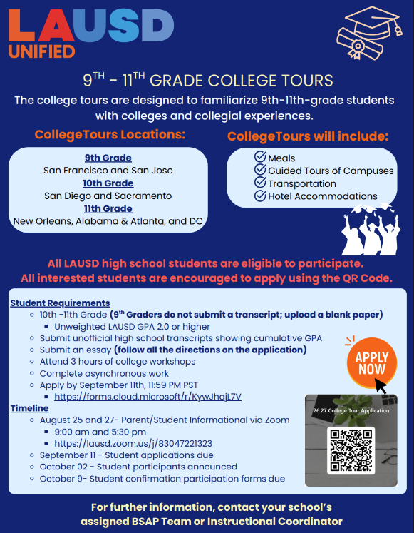 9-11th Grade College Tours