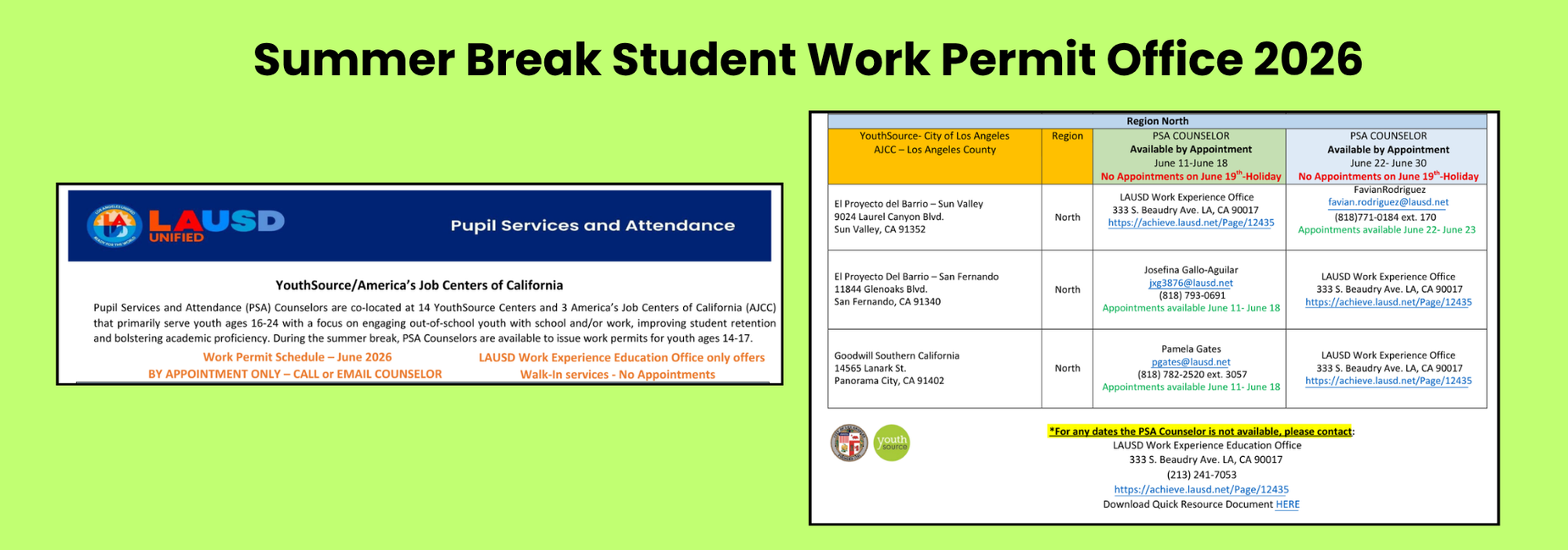 Summer School Work Permits 2026