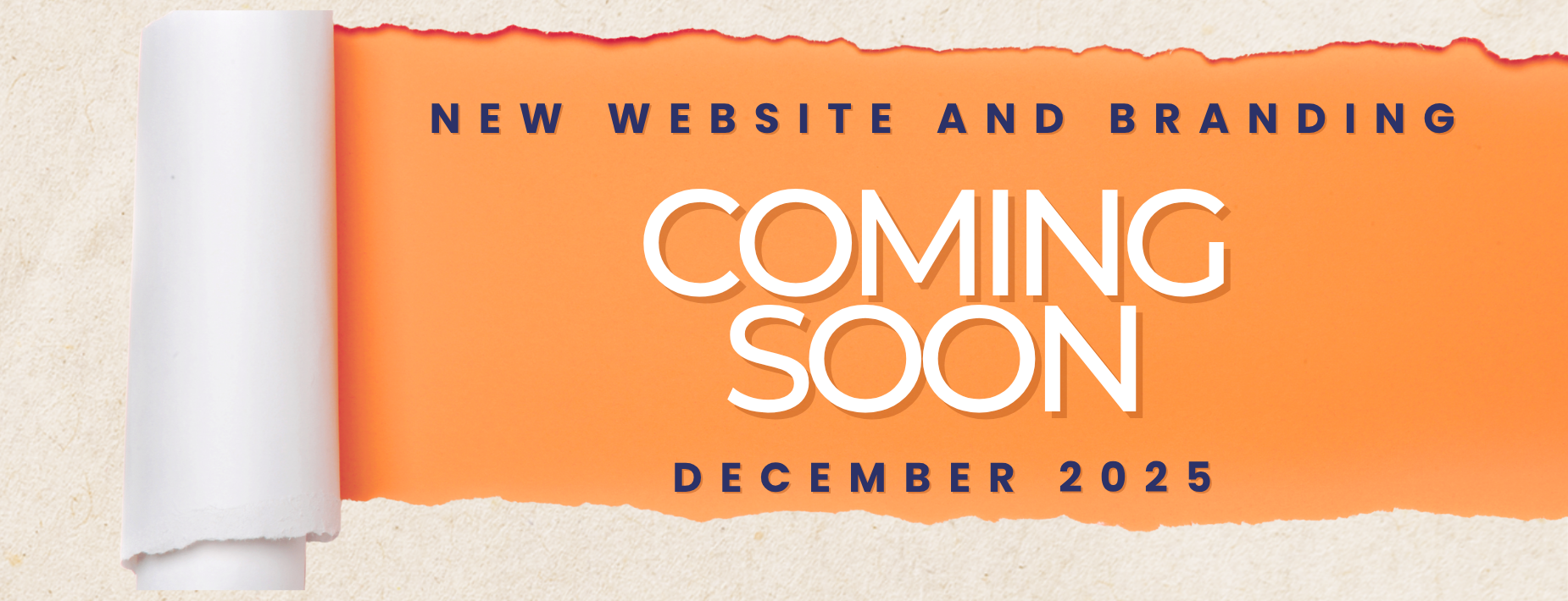 Paper scroll unveiling new website and branding announcement