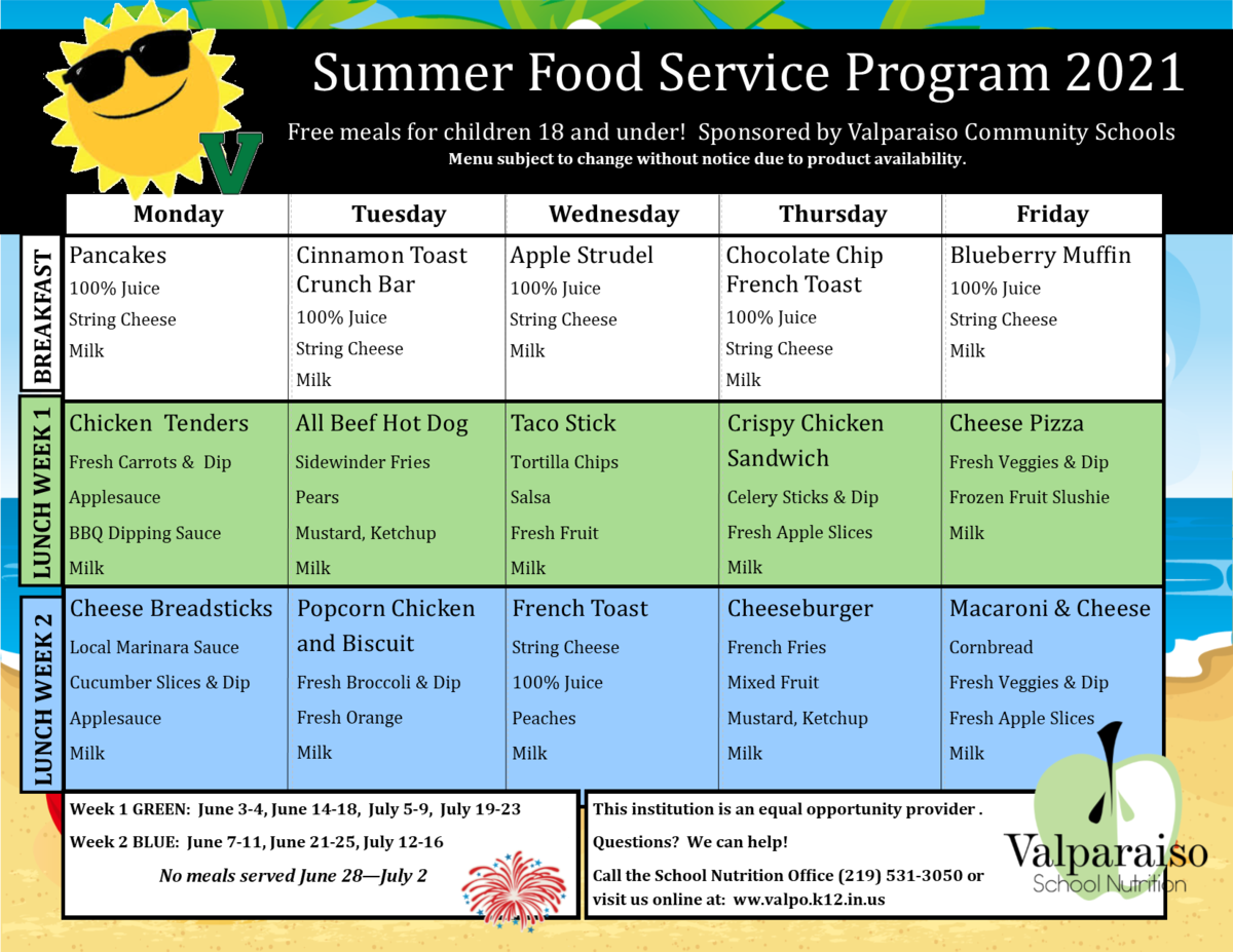 SFSP 21 Menu