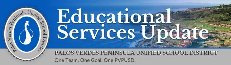 blue and green Educational Services Update banner
