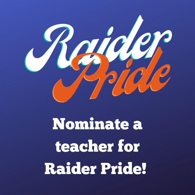 Nominate a Teacher for Raider Pride