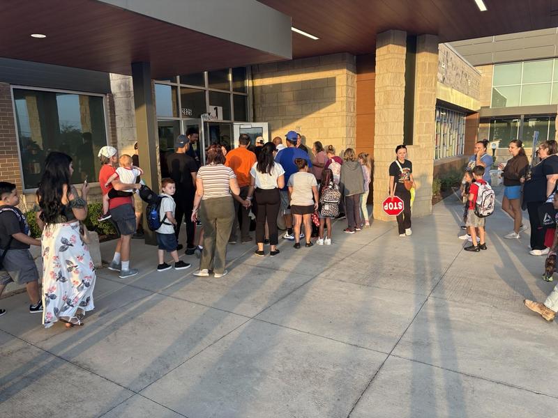 Families enter school on the first day