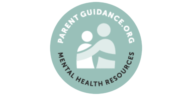 Circle logo for ParentGuidance.org featuring two figures embracing and the text 'Mental Health Resources'