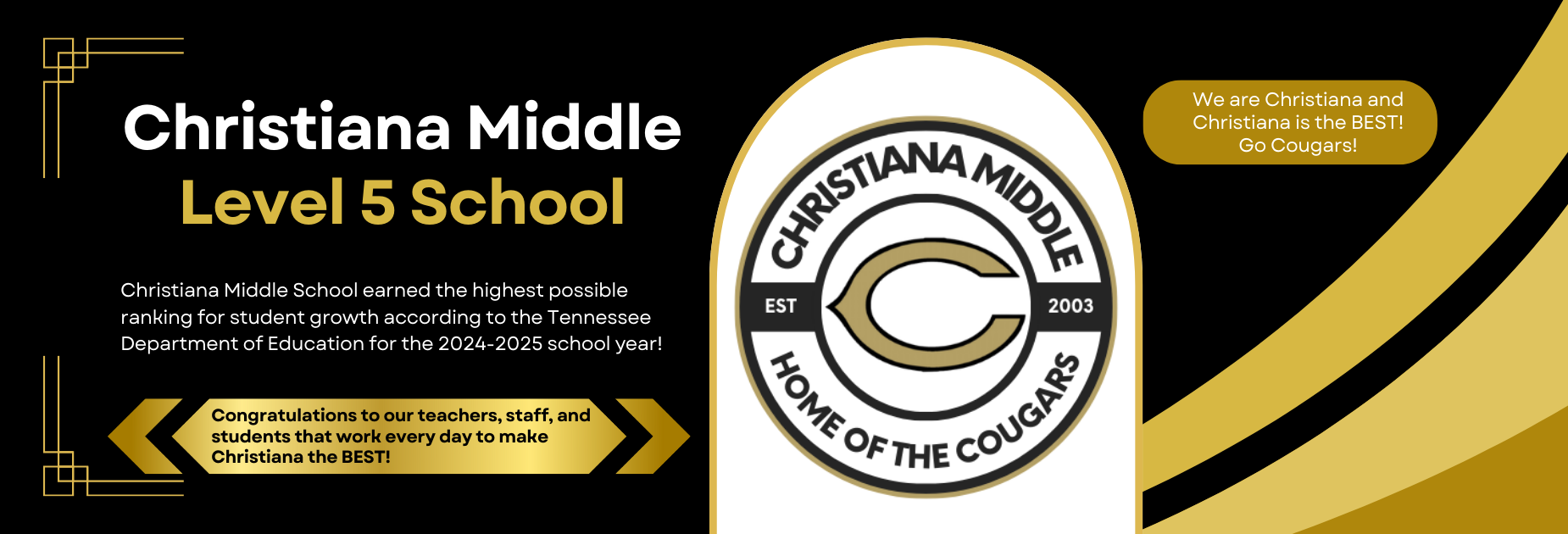 Christiana Middle earns Level 5 recognition from the Tennessee Department of Education.