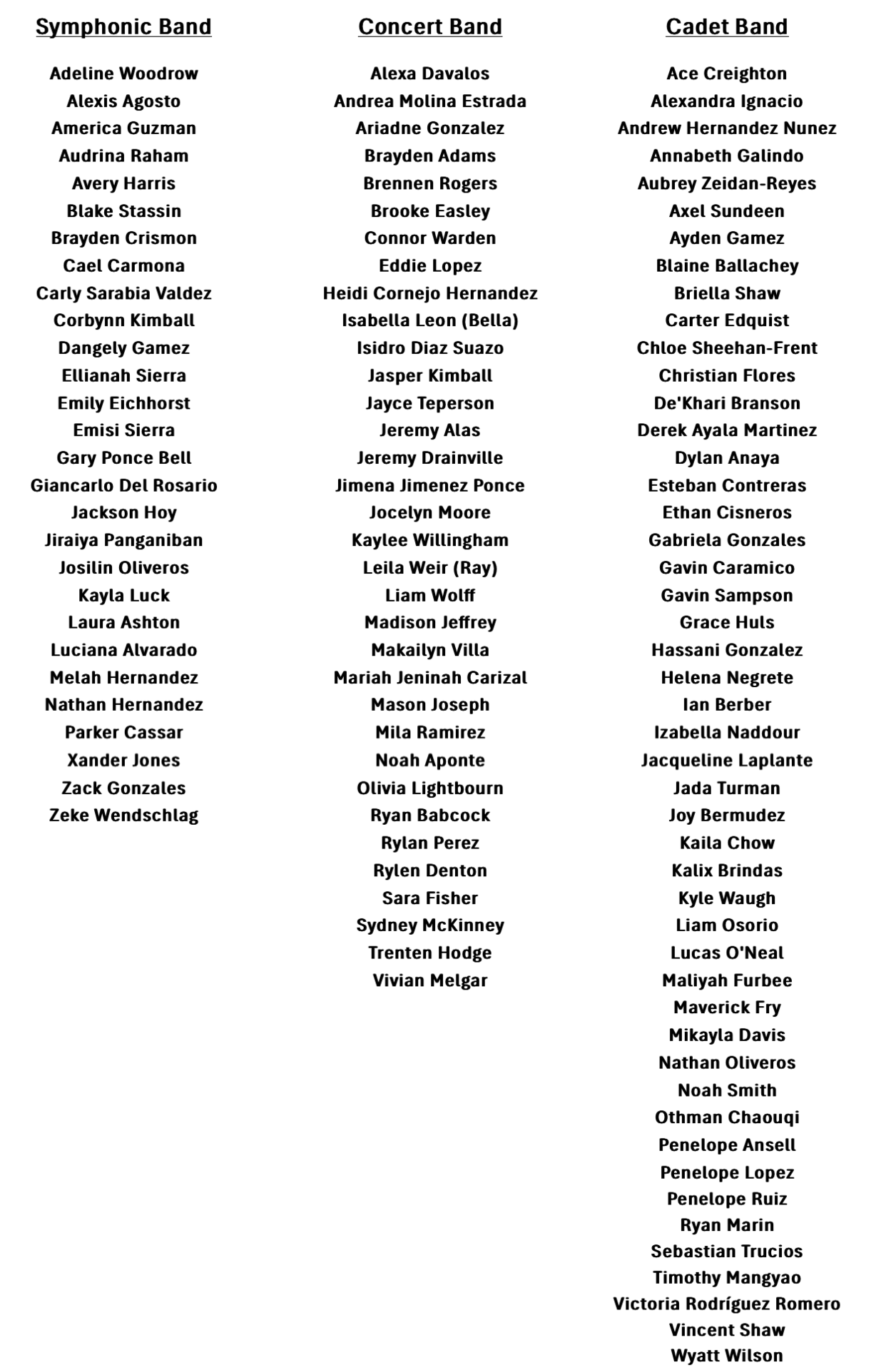Band - All Classes