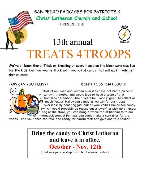 Treats for Troops Candy Collection October- November 12 Featured Photo