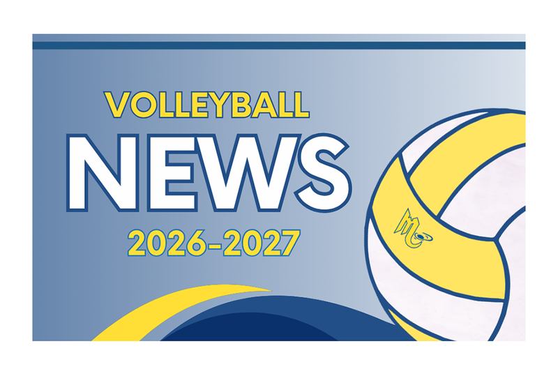 Volleyball News blue and gold graphic