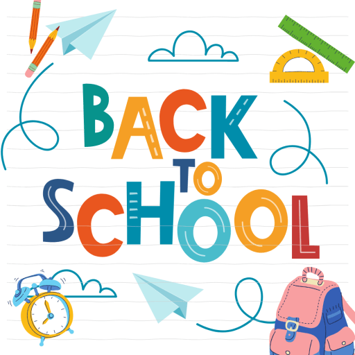 Back to school graphic with school supplies