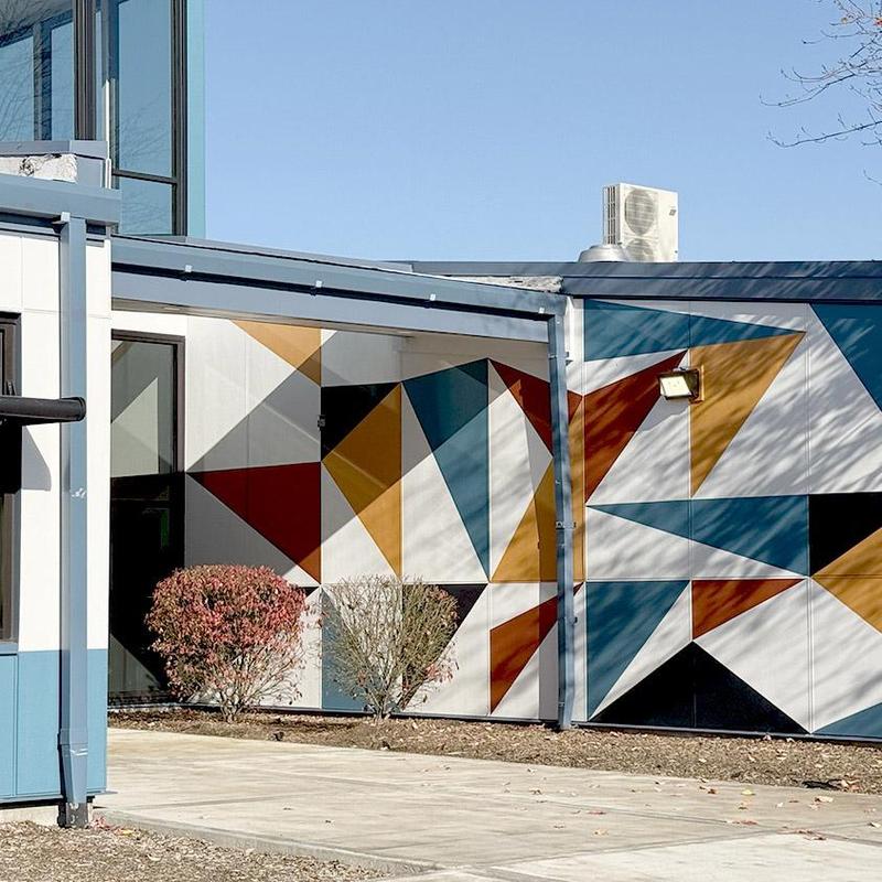 renovated front entrance at Echo Shaw ES