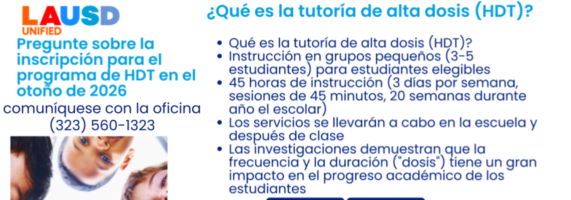 Padres: Los servicios de tutor&iacute;a est&aacute;n disponibles para estudiantes elegibles. Consulte con nosotros para conocer las opciones para el oto&ntilde;o de 2026.