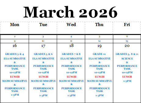 State Testing Schedule
