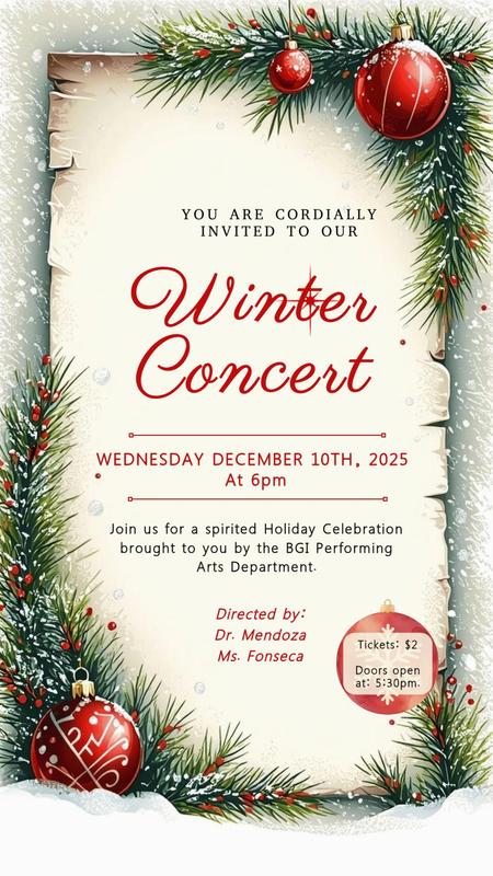 Flyer for BGI Winter Concert 2025