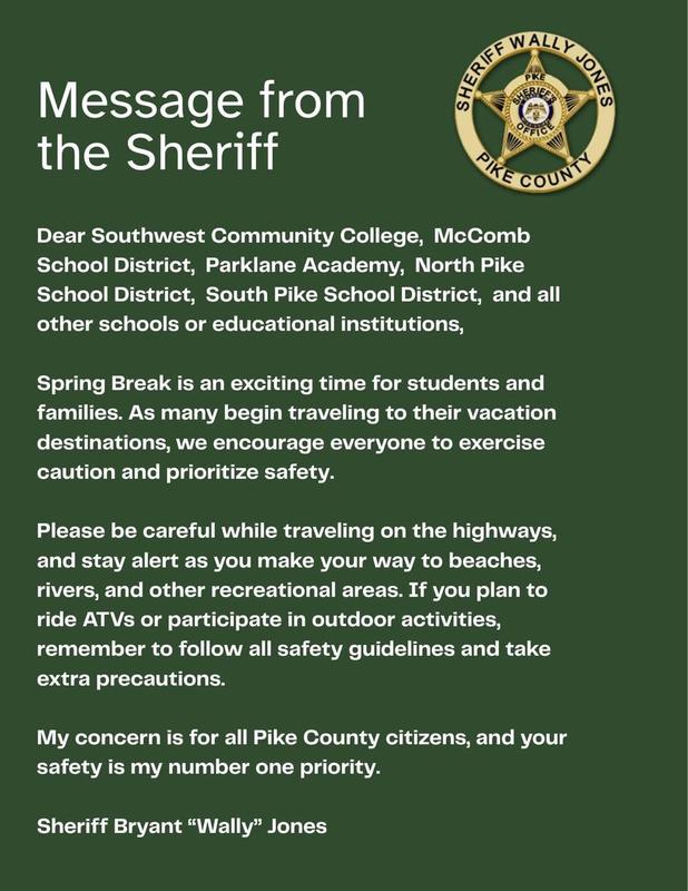 Message from Sheriff Bryant “Wally” Jones