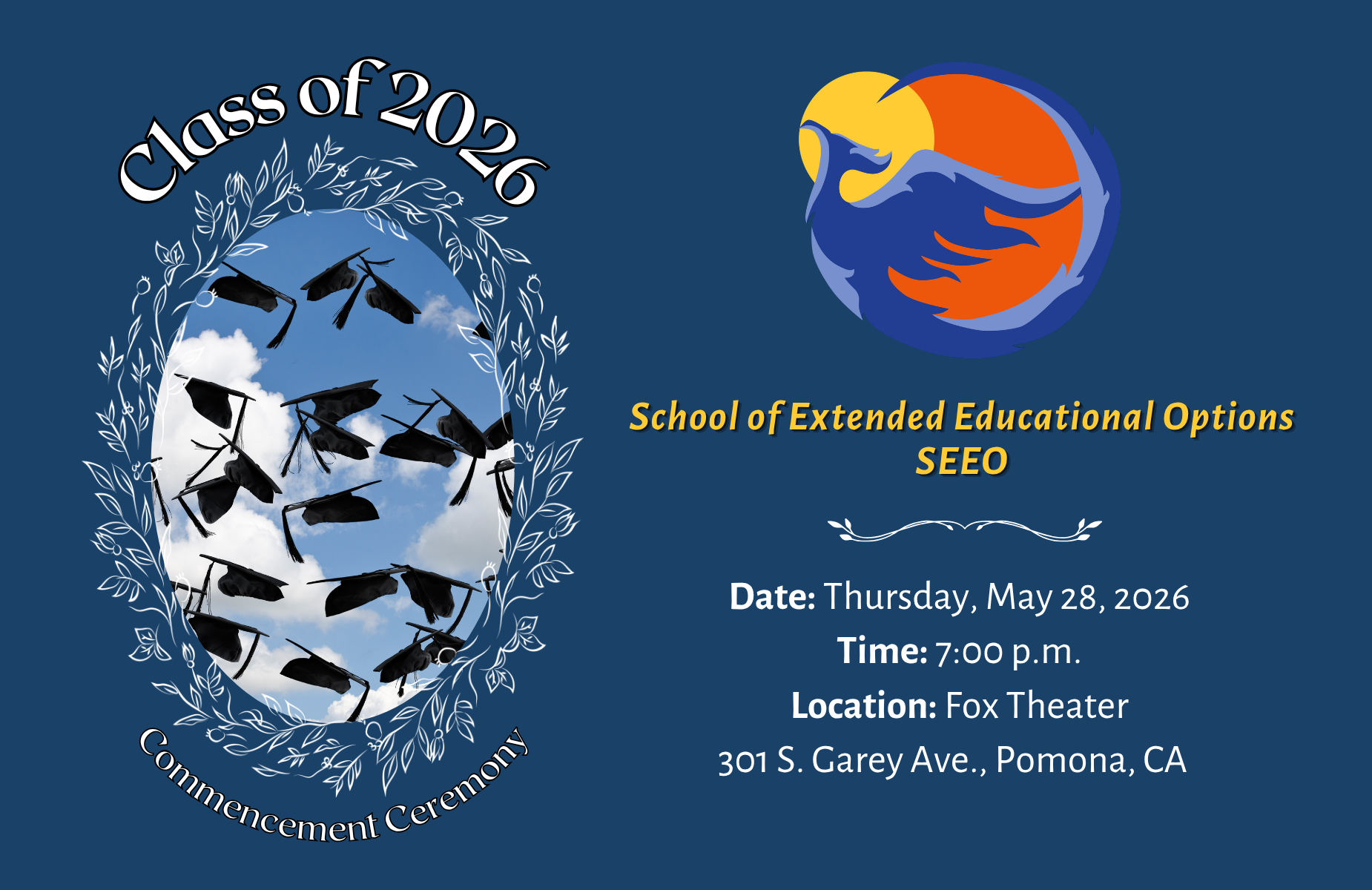 SEEO graduation shuffle banner for homepage