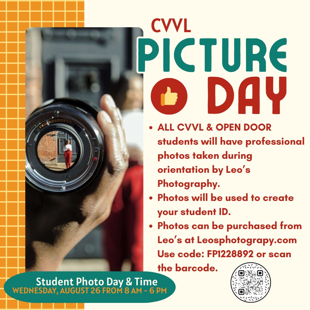CVVL Picture Day is August 26 from 8 AM to 6 PM