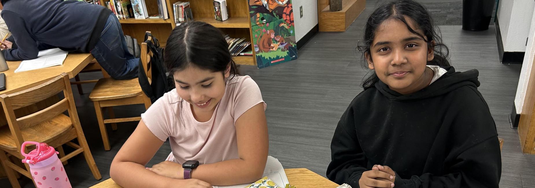 At the library.