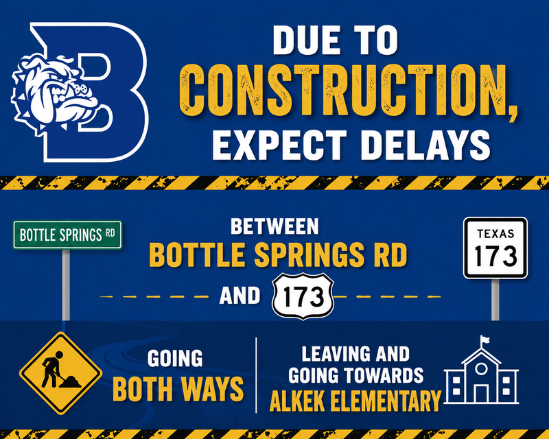 Blue background with traffic caution tape expect delays
