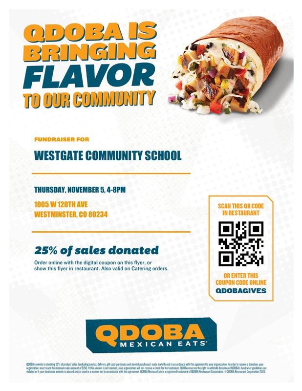 Qdoba flyer for Spirit Night