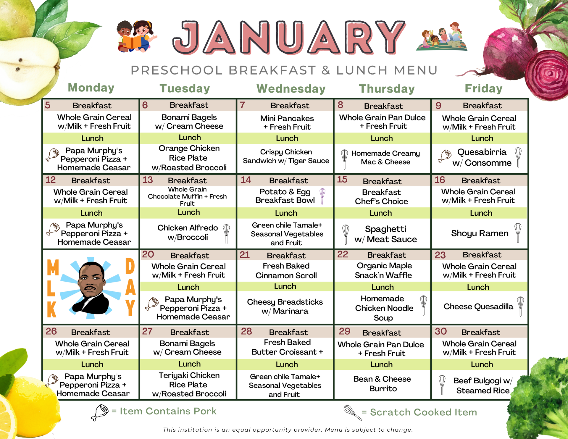 Preschool Breakfast & Lunch 1
