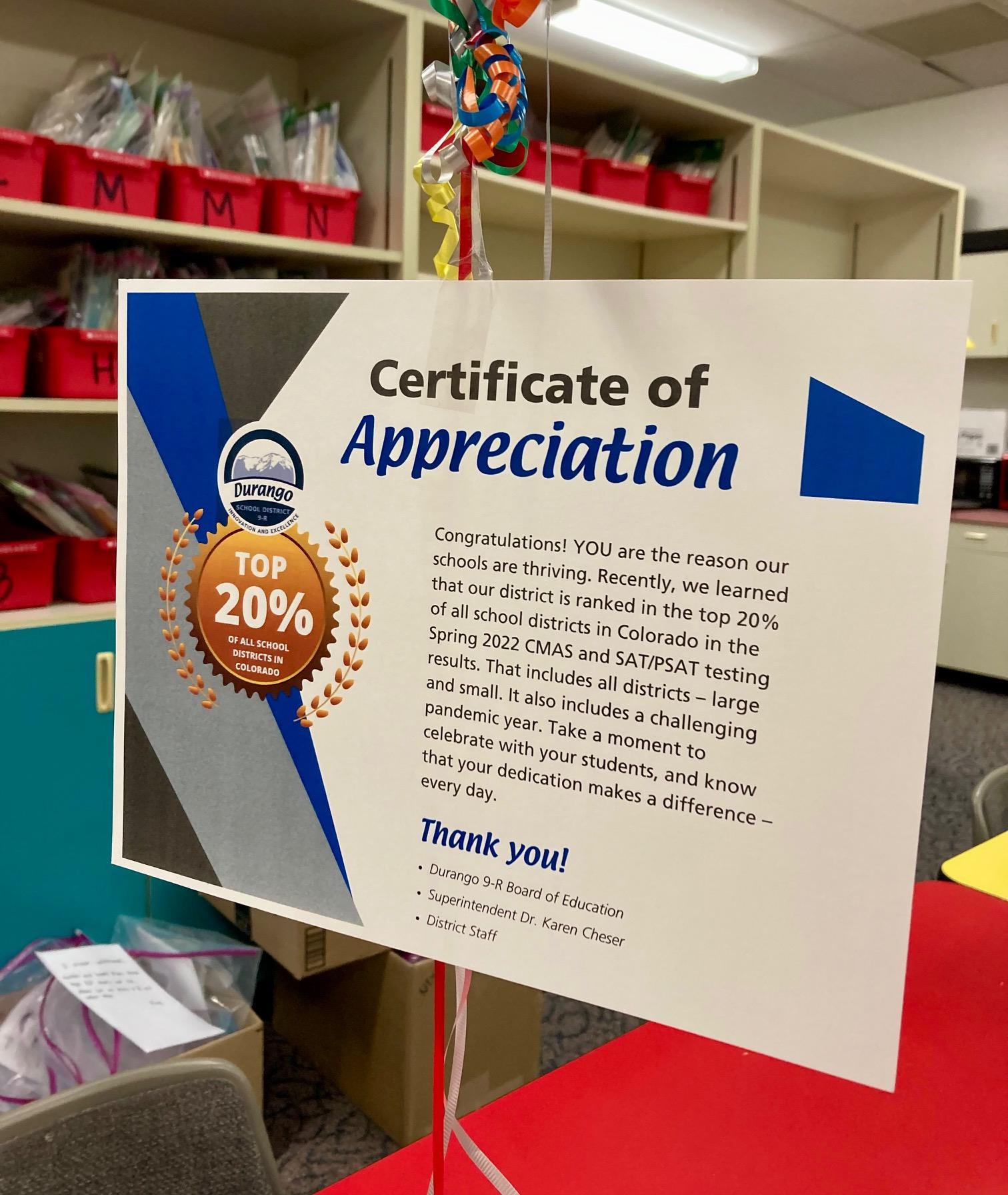 Durango 9 R Is Ranked In The Top 20 Of All School Districts In