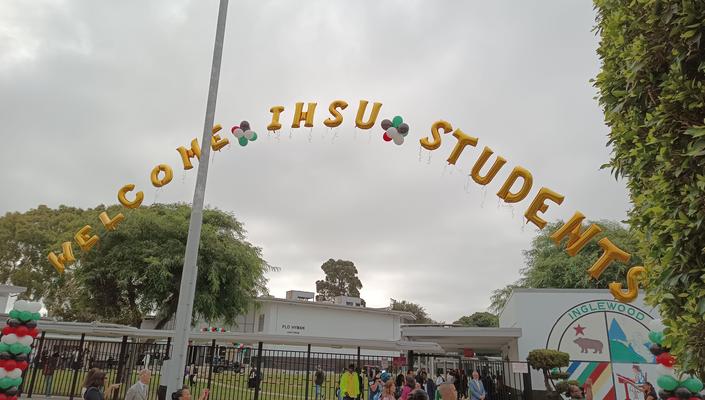 Photo of balloons spelling Welcome IHSU Students