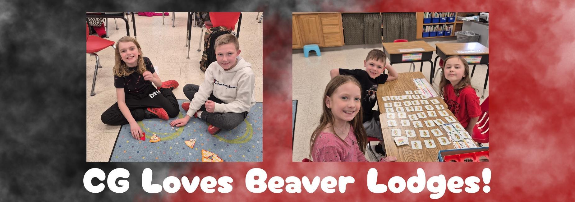 Two groups of children playing games in a classroom setting with colorful boards.