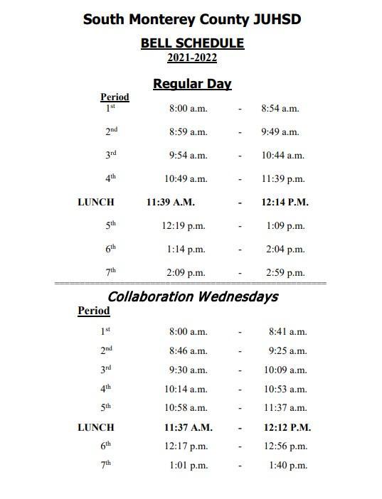 Bell Schedule